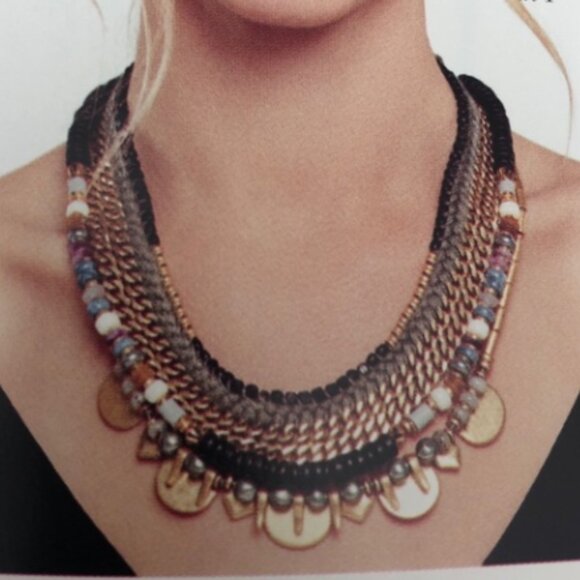 STELLA & DOT blue COLLETTE 3 in 1 statement necklace - Picture 2 of 5